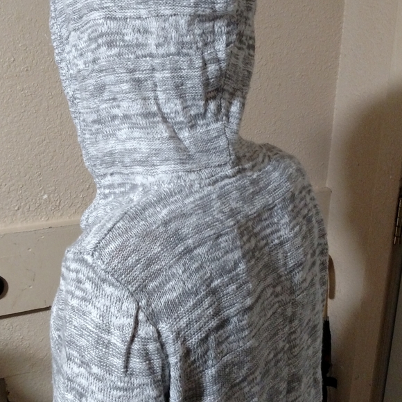 Faded Glory Hooded sweater white with grey threads - Picture 2 of 3